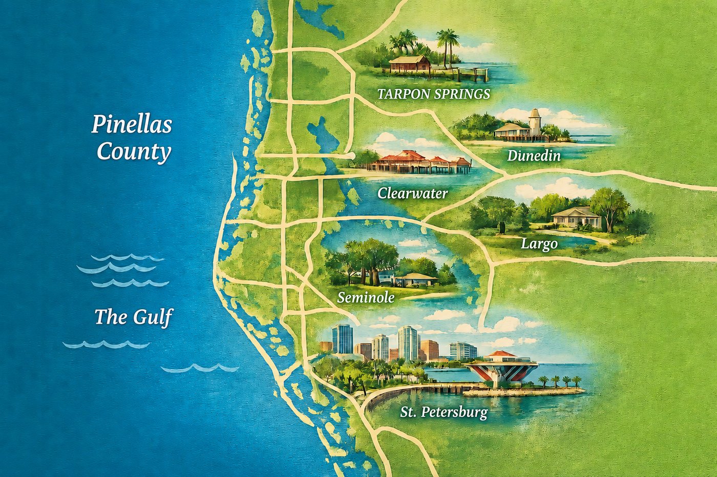 Map of Coastal Comfort's service area across Pinellas County